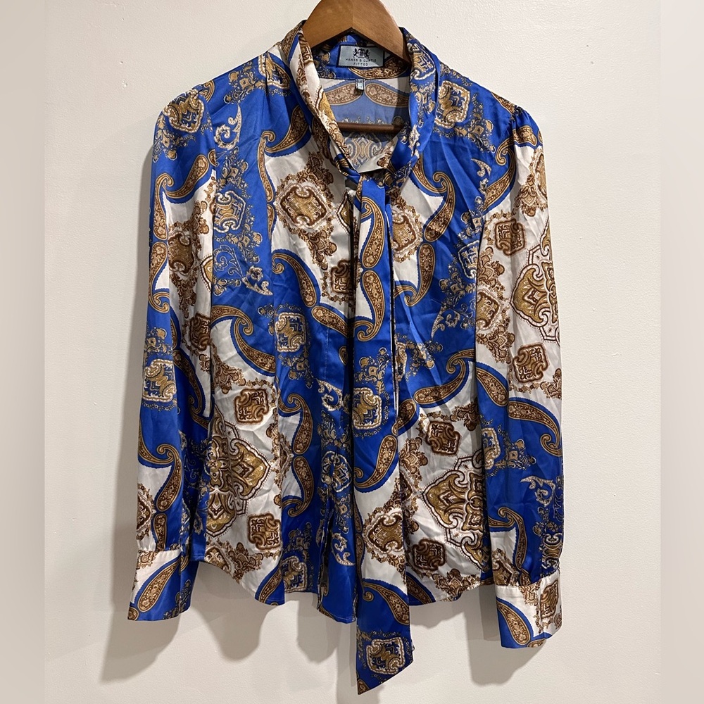 HAWES & CURTIS Patterned Pussybow Blouse‎
